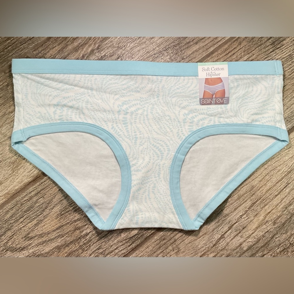 New Saint Eve stretch soft cotton hipster panties Size S or M Aqua Dot